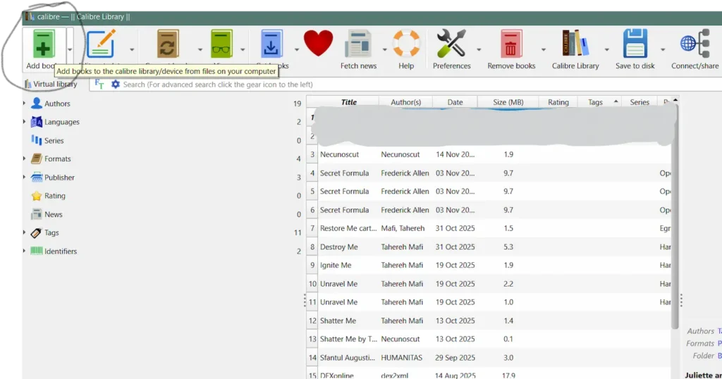 Add a book on Calibre program