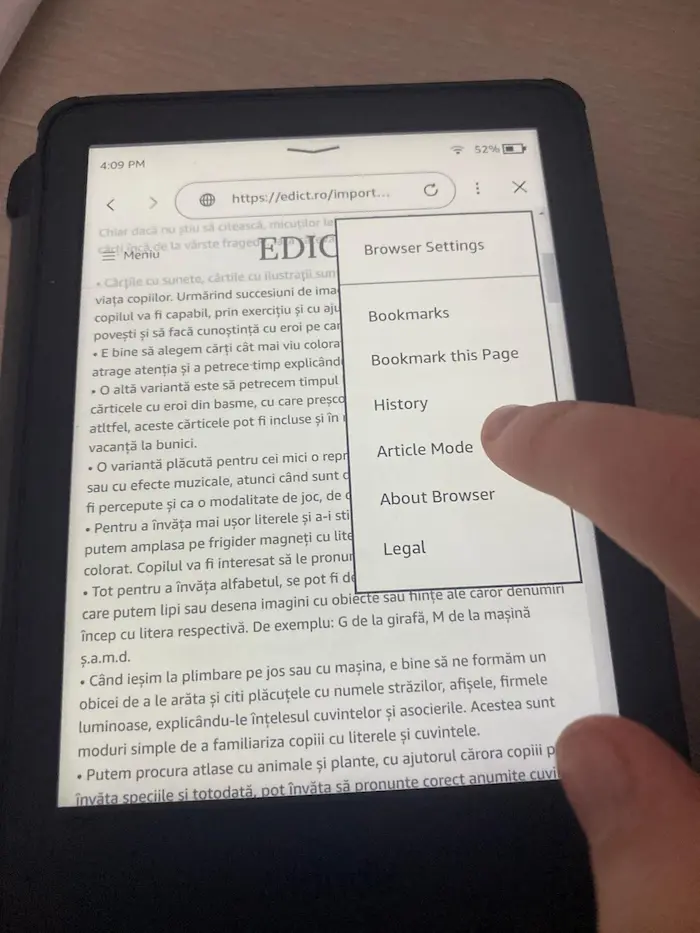 Article mode pe Kindle 