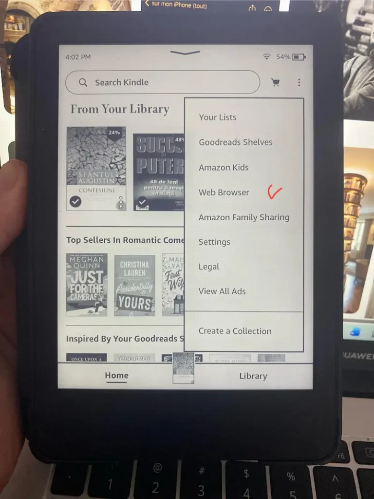 Web Browser on Kindle 